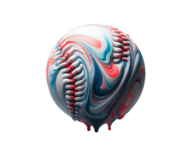 Baseball Swirl - 3D Fluid Image, Abstract Liquid Art, Digital Baseball AI Art