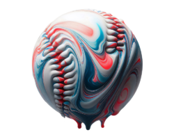 Baseball Swirl - 3D Fluid Image, Abstract Liquid Art, Digital Baseball AI Art