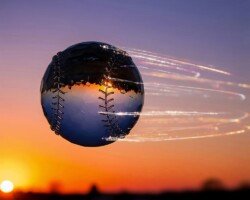 Sun Refraction Ball - 3D Fantasy Baseball Image, Hyper-Realism Art, Digital Baseball AI Art