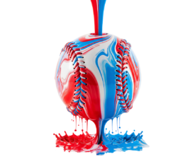 Patriotic Drip Ball - 3D Baseball Paint Image, Acrylic Drip Art, Digital Baseball AI Art