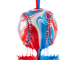 Patriotic Drip Ball - 3D Baseball Paint Image, Acrylic Drip Art, Digital Baseball AI Art