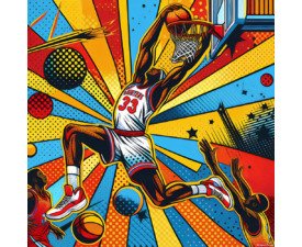 Radiant Rim Rocker - Vintage Comic Book Digital AI Basketball Image, Pop Art, Digital Basketball AI Art