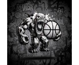Drippy Court Monster - Digital Urban Street Art / Graffiti Image, AI Basketball Image, Digital Basketball AI Art