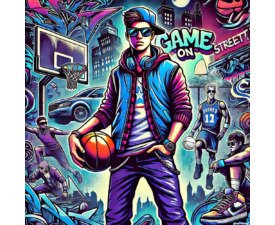 Street Gamer - Digital Basketball Pop Art / Comic Book Illustration, Street Art / Graffiti Art, Digital Basketball AI Art