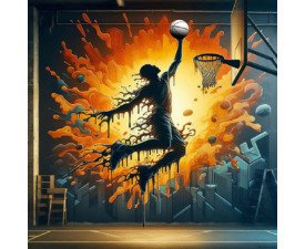 Igniting the Court - Digital Basketball AI Image, Abstract Basketball Art, Digital Basketball AI Art