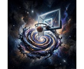 Universal Basketball Gravity - Surrealism AI Art, Cosmic Space Image, Digital Basketball AI Art