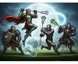 Mystic Midfielders - High-Fantasy Lacrosse Art, High-Magic Elemental AI Image, Digital Lacrosse AI Art