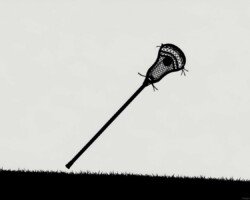 Horizon Pocket - Minimalist Lacrosse Silhouette, High-Contrast Flat Design, Digital AI Lacrosse Art