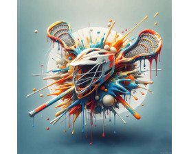 Liquified Lacrosse Logo, 3D Digital Surrealism, Liquid Splash / Drip Art, Digital Lacrosse AI Art