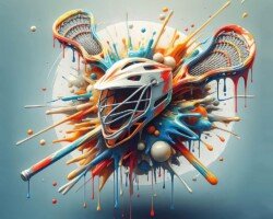 Liquified Lacrosse Logo, 3D Digital Surrealism, Liquid Splash / Drip Art, Digital Lacrosse AI Art