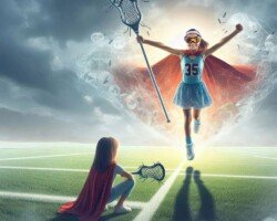 The Hero Within - Magical Realism Lacrosse Image, Visionary Art, Digital Lacrosse AI Art