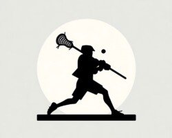 Midnight Shot - Minimalist Silhouette Lacrosse Art, 2D Digital AI Design, Digital Lacrosse AI Art