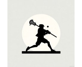Midnight Shot - Minimalist Silhouette Lacrosse Art, 2D Digital AI Design, Digital Lacrosse AI Art