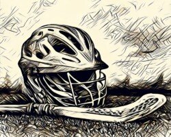 Etched in Turf - Lacrosse Etching / Engraved Image, Monochromatic Palette Art, Digital Lacrosse AI Art