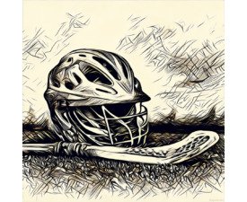 Etched in Turf - Lacrosse Etching / Engraved Image, Monochromatic Palette Art, Digital Lacrosse AI Art
