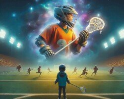 Lacrosse Heroic Portraiture - Magical Realism Image, Tilt-Shift Art Effect / Miniature Faking, Digital Lacrosse AI Art