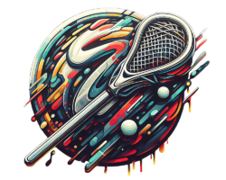 Orbiting the Mesh - Circular / Radial Composition Lacrosse Art, Neo-Pop Graffiti Image, Digital Lacrosse AI Art