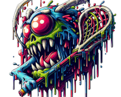 Slime Striker - Goooey Aesthetic Lacrosse Image, Saturated Slime-Drip Art, Digital Lacrosse AI Art
