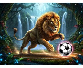 King Stopper - Jungle Animal Soccer AI Image, Enchanted Wildlife Realism Art, Digital Soccer AI Art