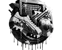 Elements of the Game - 3D Digital Soccer Image, Urban Street & Graffiti Art, Digital Soccer AI Art