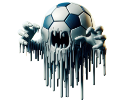 Monster Soccer Ball - Pop Surrealism / Lowbrow Art, 3D Digital Soccer Image, Digital Soccer AI Art