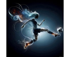 Spirit Soccer Striker - Light Painting AI Image, Neon Line Art, Fantasy / Sci-Fi Image, Digital Soccer AI Art