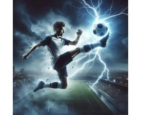 The Bolt Kick - Soccer Splash Art / Digital Concept Image, Fantasy Realism AI Image, Digital Soccer AI Art