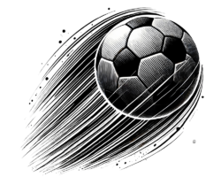 Etched Express Ball - Soccer Hatching & Cross-Hatching AI Image, Comic Book / Manga Ink Art, Digital Soccer AI Art