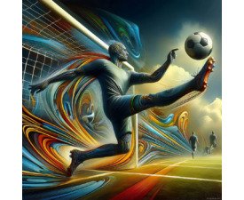 Cosmic Bicycle Kick - Psychedelic Soccer Surrealism AI Image, Kinetic Futurism Ink Art, Digital Soccer AI Art