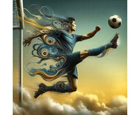 Celestial Bicycle Kick - Soccer Art Nouveau & Symbolism AI Image, Surreal Fantasy Image, Digital Soccer AI Art