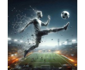 Above the Arena - Soccer Cyberpunk / Sci-Fi Realism AI Image, Surreal Fantasy Image, Digital Soccer AI Art