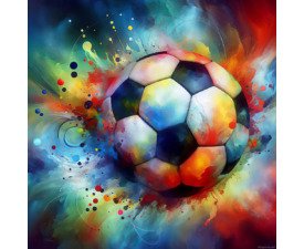 Expressionist Soccer Ball - Abstract Expressionism AI Image, Digital Mixed Media Art, Digital Soccer AI Art