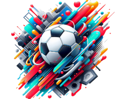 Soccer Sonic Shapes - Modern Design & Neo-Pop AI Image, 3D Flat-Design Fusion Art, Digital Soccer AI Art
