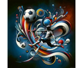 Soccer Flow State - Art Nouveau & Retro-Psychedelia AI Image, Graphic Mixed Media & Pop Art, Digital Soccer AI Art