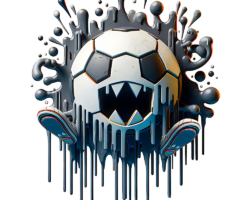 Kick Me If You Dare - Pop Surrealism / Lowbrow AI Image, Liquid Chrome / Slime Art, Digital Soccer AI Art
