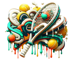 Neon Racket Drip - Pop Surrealism AI Tennis Image, 3D Digital / Vector-Style Illustration Art, Digital Tennis AI Art Neon Racket Drip - Pop Surrealism AI Tennis Image, 3D Digital / Vector-Style Illustration Art, Digital Tennis AI Art