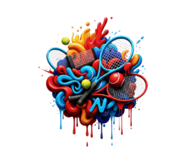 Tennis Racket Drip - Pop Surrealism AI Image, Macro 3D Drip Art, Digital Tennis AI Art
