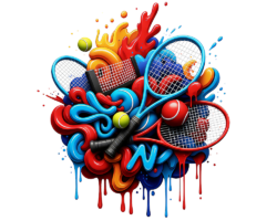 Tennis Racket Drip - Pop Surrealism AI Image, Macro 3D Drip Art, Digital Tennis AI Art