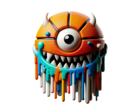 Hoop Fiend - 3D Digital AI Basketball Image, Pop Surrealism Art, Digital Basketball AI Art