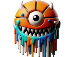 Hoop Fiend - 3D Digital AI Basketball Image, Pop Surrealism Art, Digital Basketball AI Art