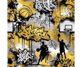 Gilded Graffiti Hoops - Urban Street / Graffiti Art, Grunge Basketball Image, Digital Basketball AI Art