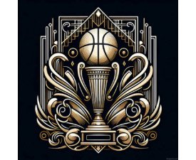 Hardwood Monument - Digital Art Nouveau Flourishes, AI Basketball Image, Art Deco, Digital Basketball AI Art