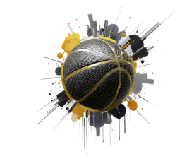 Urban Orbit - Digital AI Basketball Image, Mixed Media / Collage Aesthetic, Digital Basketball AI Art