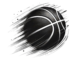 Charcoal Comet Ball - Digital AI Basketball Image, Minimalist & Monochromatic Art, Digital Basketball AI Art