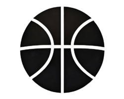 Simple Black & White Ball - Digital AI Basketball Image, Minimalism & Flat Design, Digital Basketball AI Art