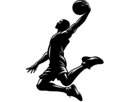 Basic Elevation - Digital Basketball AI Ink Image, Silhouette Art, Digital Basketball AI Art
