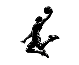 Basic Elevation - Digital Basketball AI Ink Image, Silhouette Art, Digital Basketball AI Art