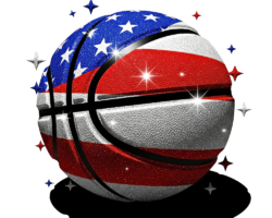 Liberty Basketball - Digital Hyper-Textured Realism Logo, Patriotic Pop Art, Digital Basketball AI Art