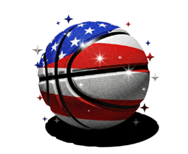 Liberty Basketball - Digital Hyper-Textured Realism Logo, Patriotic Pop Art, Digital Basketball AI Art