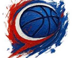 Abstract Game Piece - Impasto Basketball AI Oil Painting, Expressionist Action Art, Digital Basketball AI Art